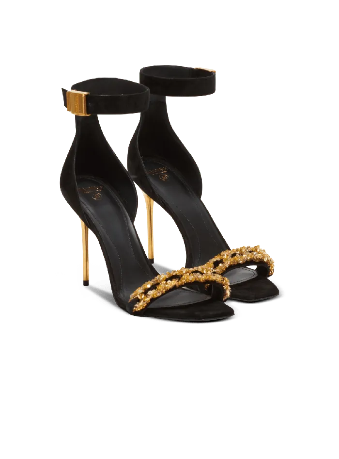 Balmain High Heels and Pumps Women Uma Suede And Chain Sandals Black