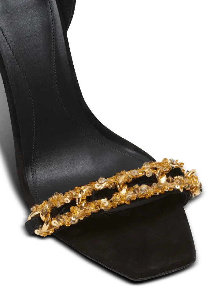 Balmain High Heels and Pumps Women Uma Suede And Chain Sandals Black