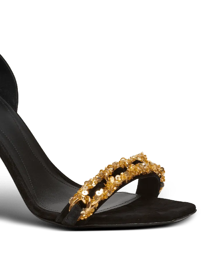 Balmain High Heels and Pumps Women Uma Suede And Chain Sandals Black