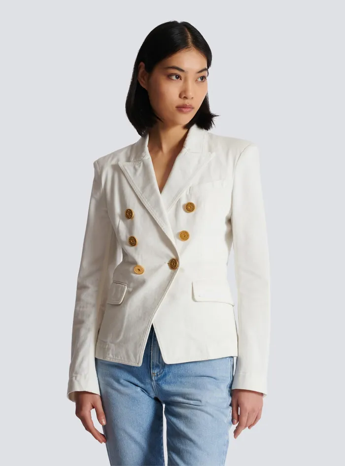 Balmain Jackets And Blazers Women 6button Denim Jacket White