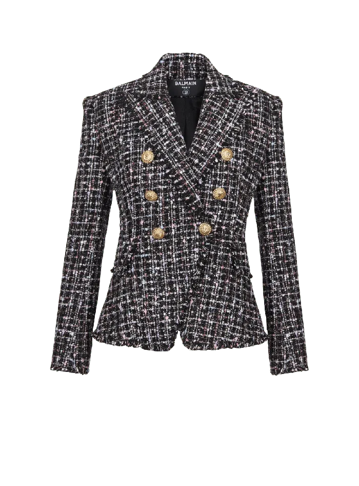 Balmain Jackets And Blazers Women 6button Tweed Jacket Black