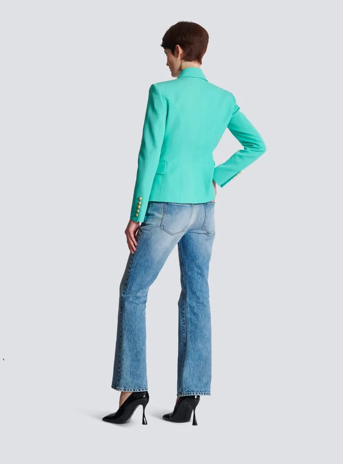 Balmain Jackets And Blazers Women Grain De Poudre 6button Jacket Blue