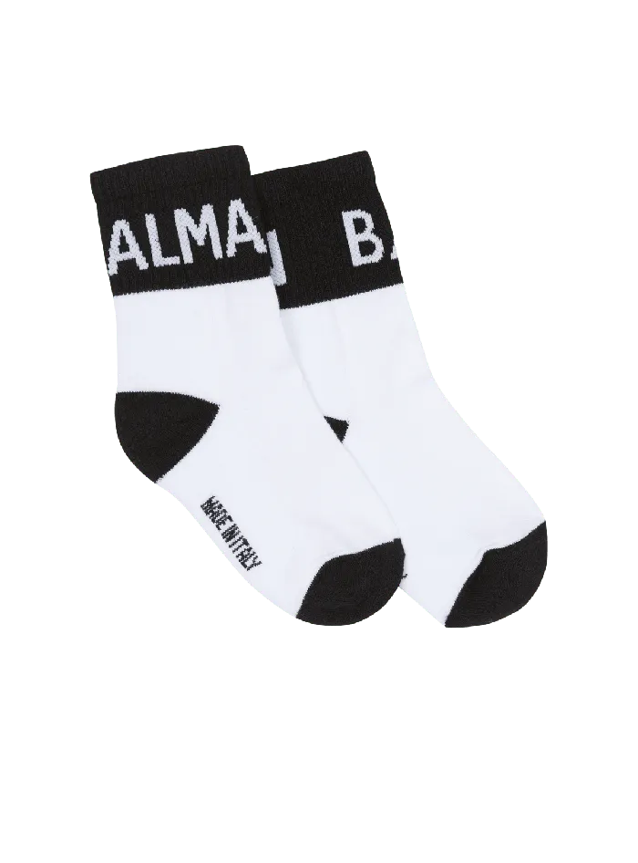 Balmain Kids Twotone Socks White