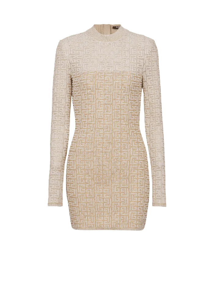 Balmain Knitwear Women PB Labyrinth Knit Dress Beige