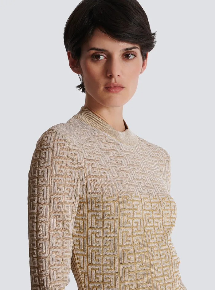 Balmain Knitwear Women PB Labyrinth Knit Dress Beige