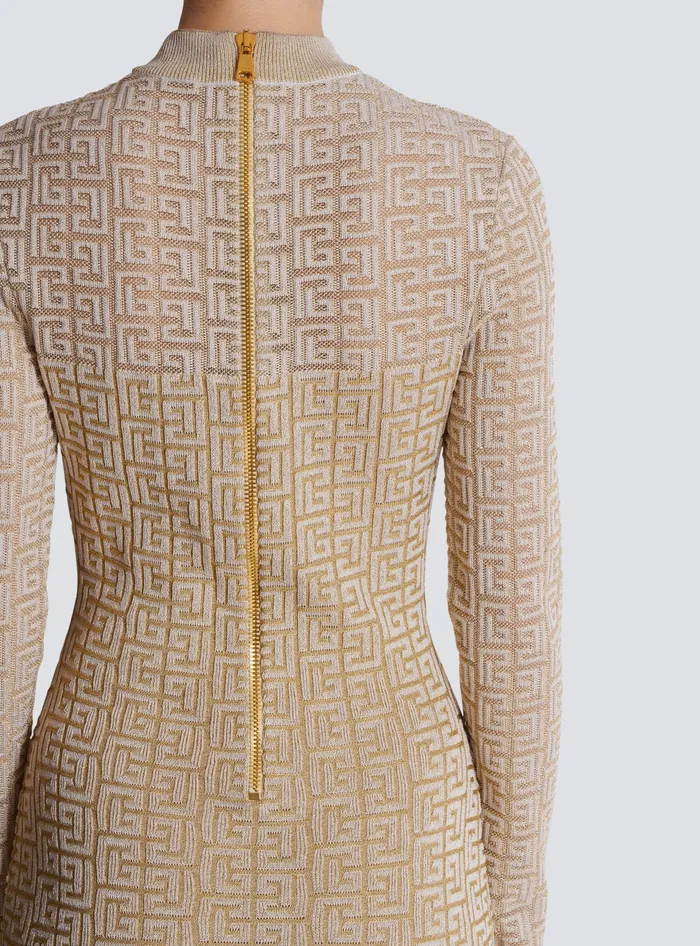 Balmain Knitwear Women PB Labyrinth Knit Dress Beige