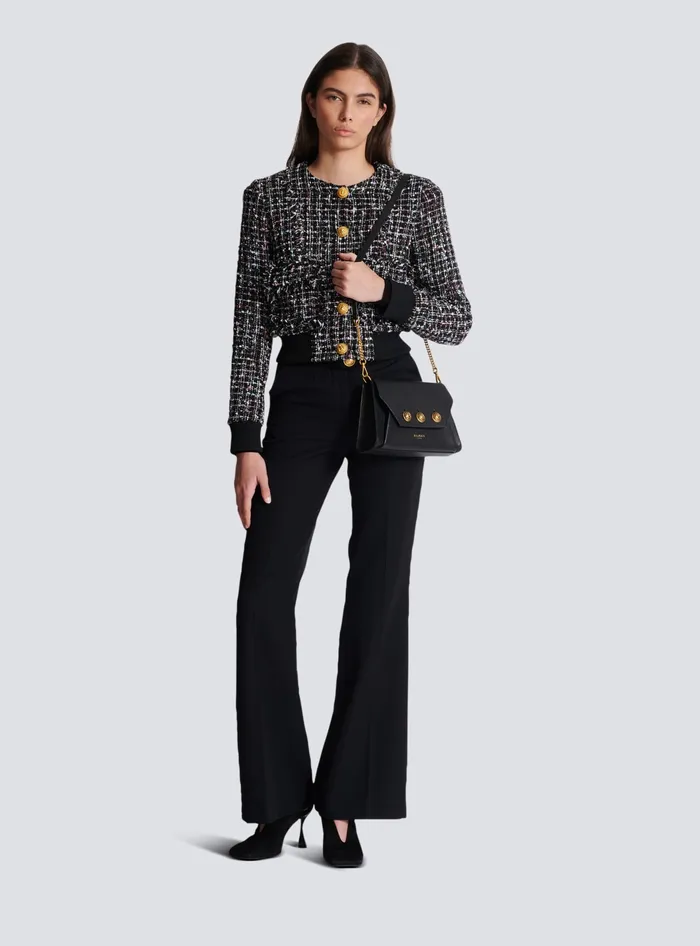Balmain Outerwear Women Tweed Jacket With Buttons Black