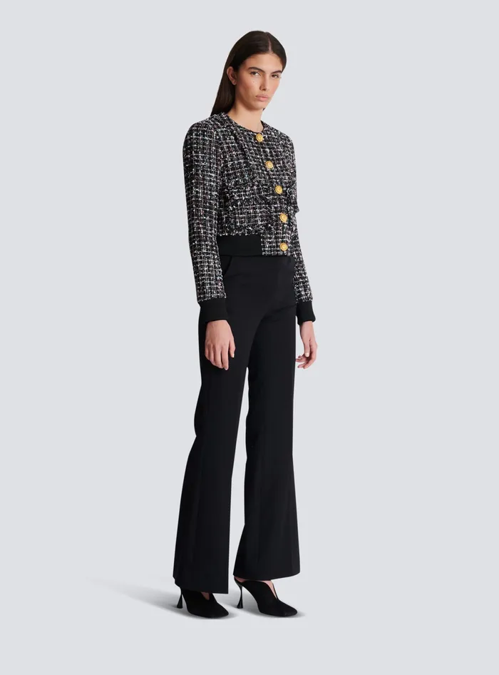 Balmain Outerwear Women Tweed Jacket With Buttons Black