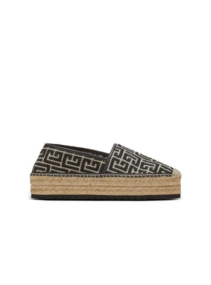 Balmain Sandals Men Alex Espadrilles With Jacquard Monogram Black
