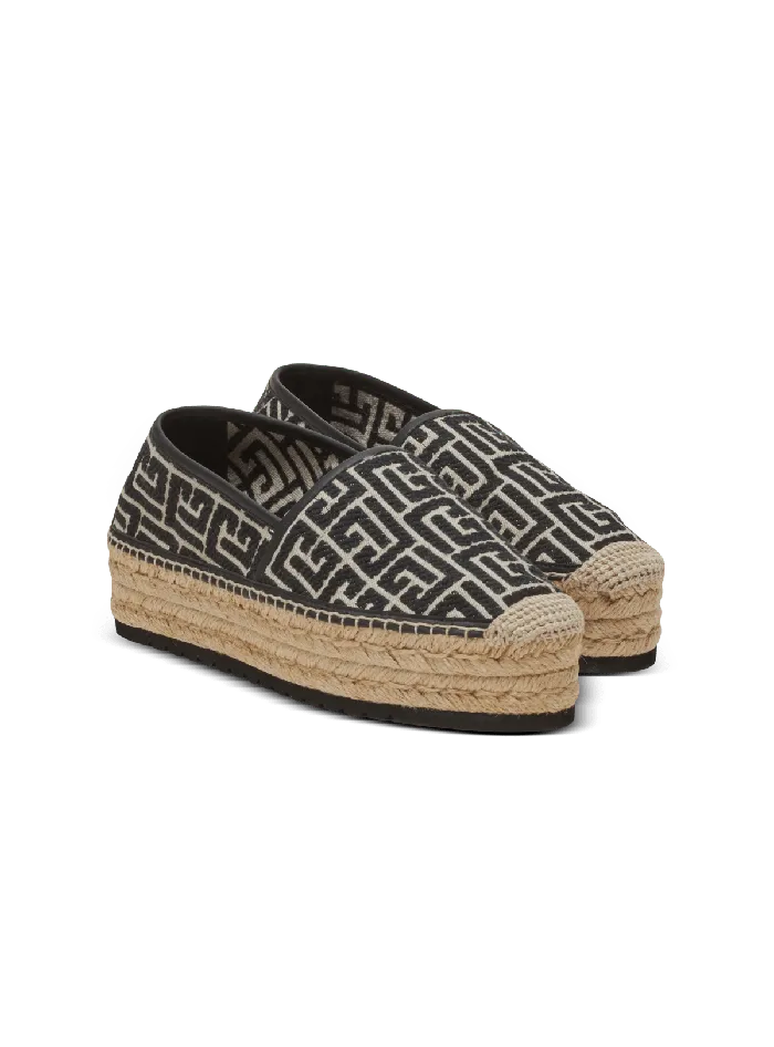 Balmain Sandals Men Alex Espadrilles With Jacquard Monogram Black
