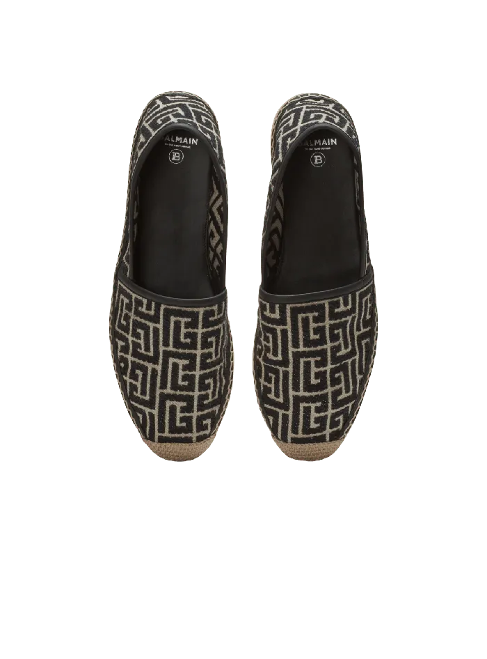 Balmain Sandals Men Alex Espadrilles With Jacquard Monogram Black