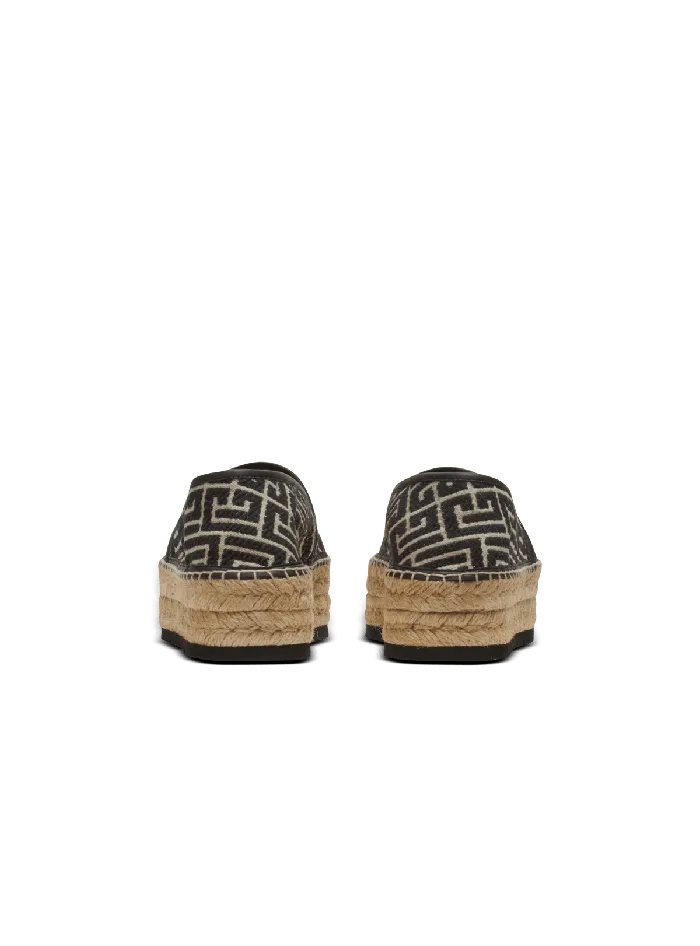 Balmain Sandals Men Alex Espadrilles With Jacquard Monogram Black