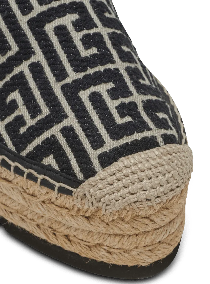 Balmain Sandals Men Alex Espadrilles With Jacquard Monogram Black