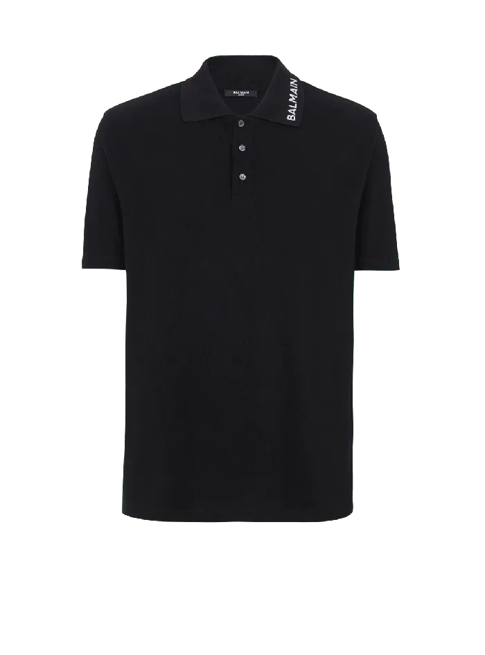 Balmain Shirts And Polos Men Embroidered Polo Shirt Black