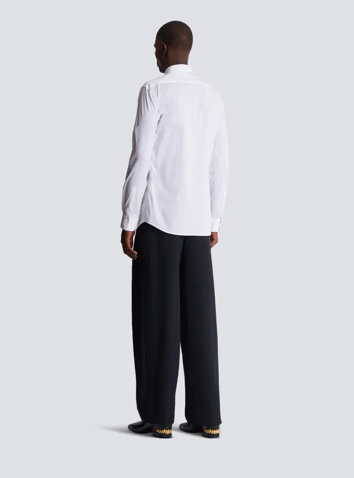 Balmain Shirts And Polos Men Poplin Shirt With Kiss Print White