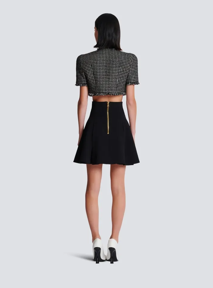 Balmain Skirts Women Pleated Crepe Tulip Skirt Black