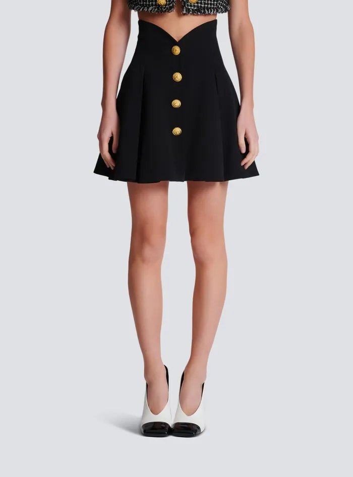 Balmain Skirts Women Pleated Crepe Tulip Skirt Black