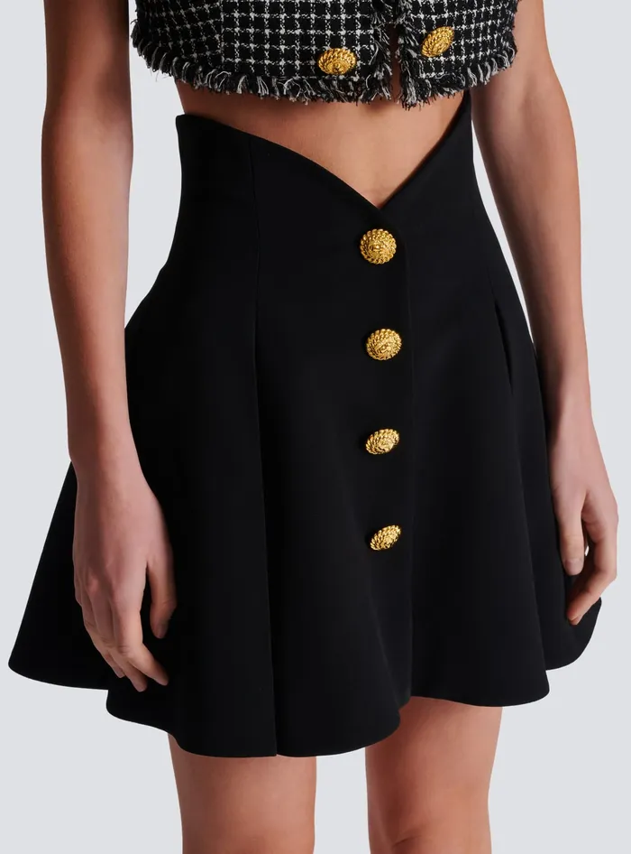 Balmain Skirts Women Pleated Crepe Tulip Skirt Black