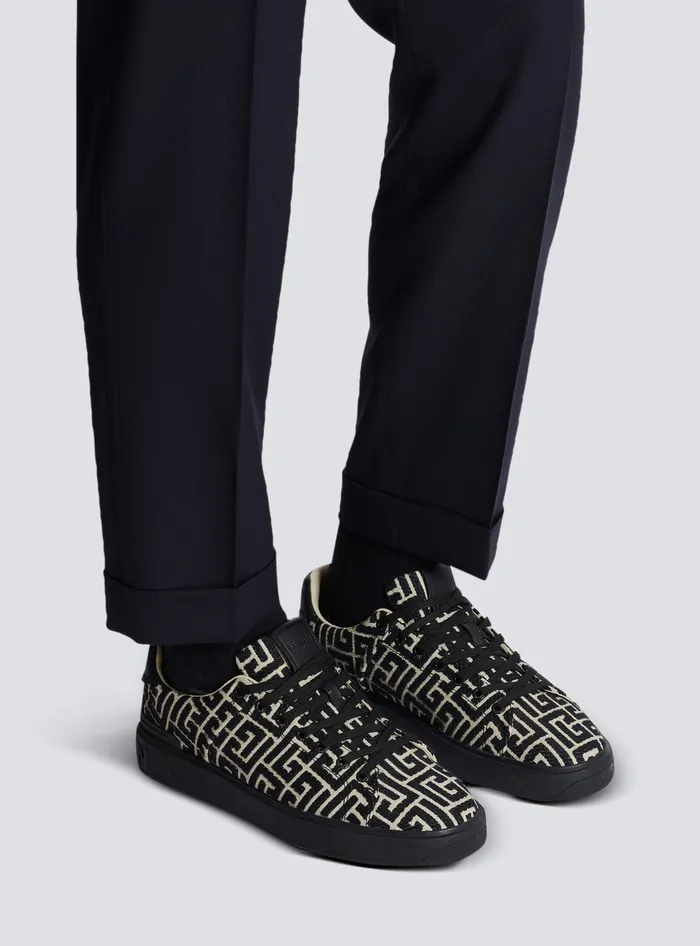 Balmain Sneakers Men BCourt Trainers With Jacquard Monogram Black