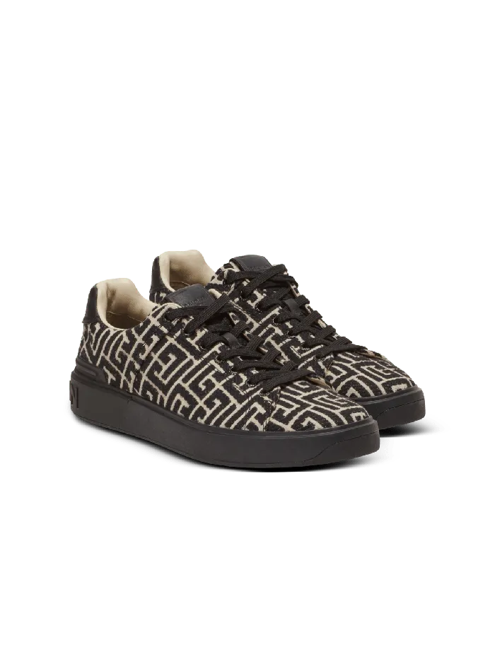 Balmain Sneakers Men BCourt Trainers With Jacquard Monogram Black