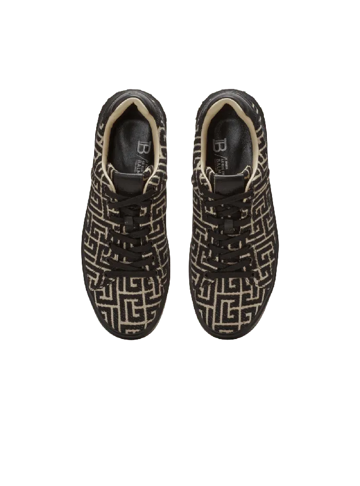 Balmain Sneakers Men BCourt Trainers With Jacquard Monogram Black