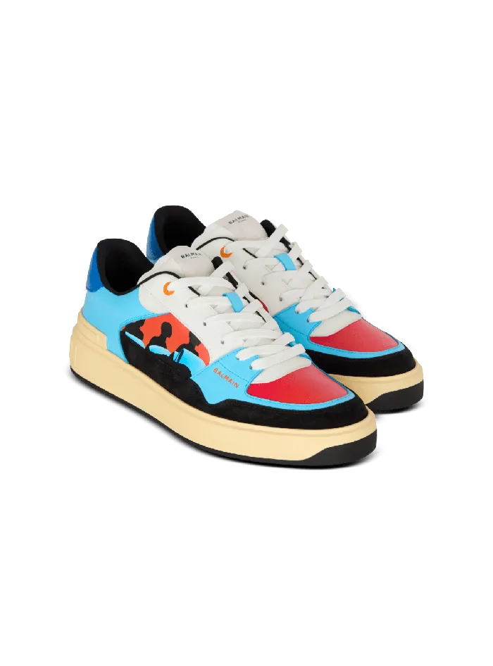 Balmain Sneakers Men Calfskin BCourt Flip Trainers With Prince Gyasi Print Multicolor