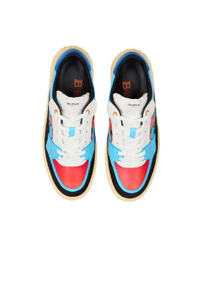 Balmain Sneakers Men Calfskin BCourt Flip Trainers With Prince Gyasi Print Multicolor