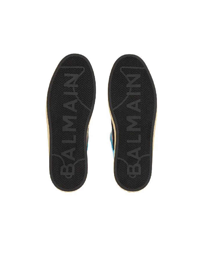 Balmain Sneakers Men Calfskin BCourt Flip Trainers With Prince Gyasi Print Multicolor