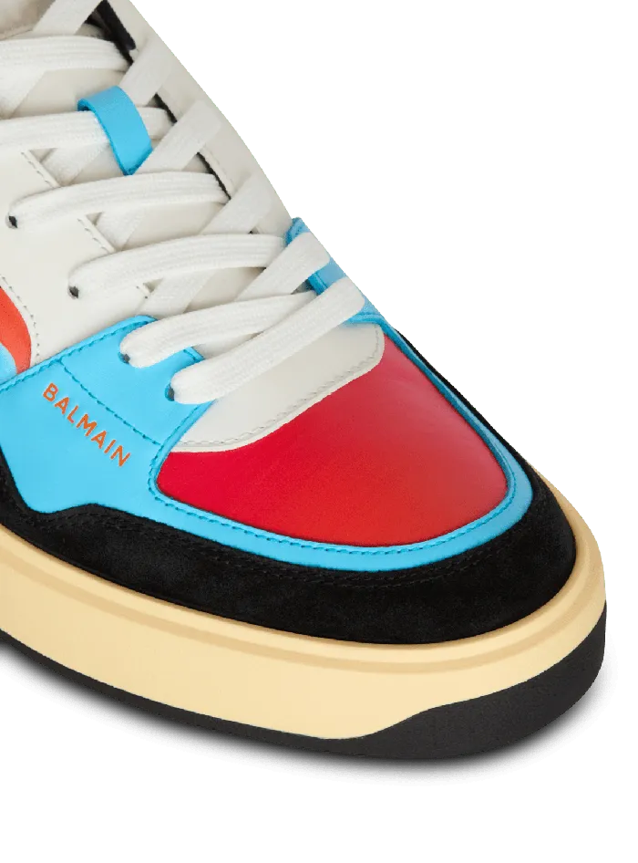Balmain Sneakers Men Calfskin BCourt Flip Trainers With Prince Gyasi Print Multicolor