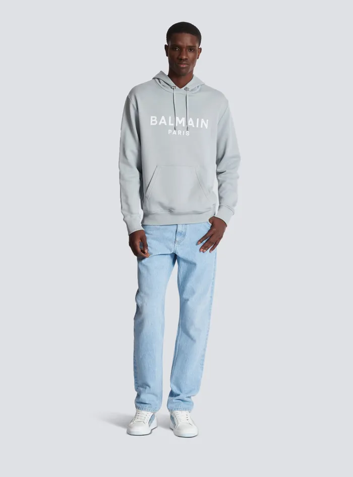 Balmain Sweatshirts Men Printed Paris Hoodie Grey