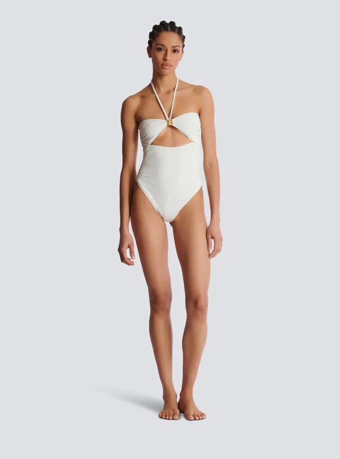 Balmain Swimwear Women B Bandeau Swimsuit White