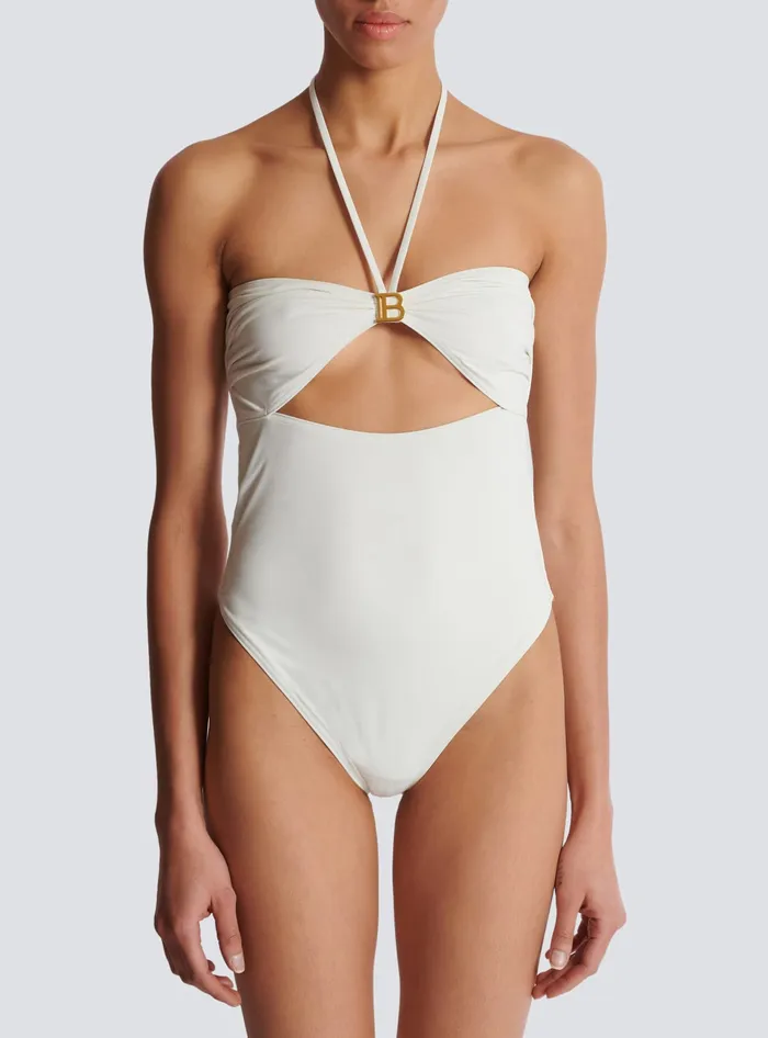 Balmain Swimwear Women B Bandeau Swimsuit White
