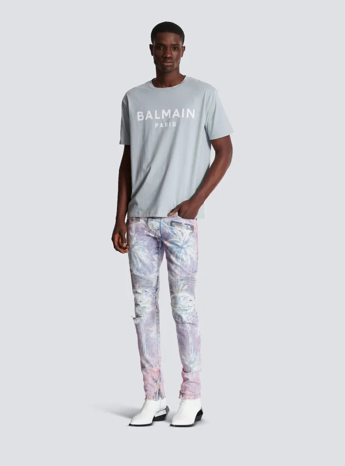 Balmain TShirts Men Printed Paris Shortsleeved Tshirt Grey