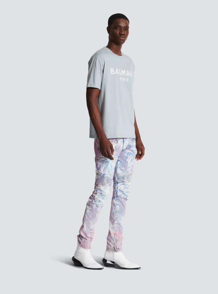 Balmain TShirts Men Printed Paris Shortsleeved Tshirt Grey