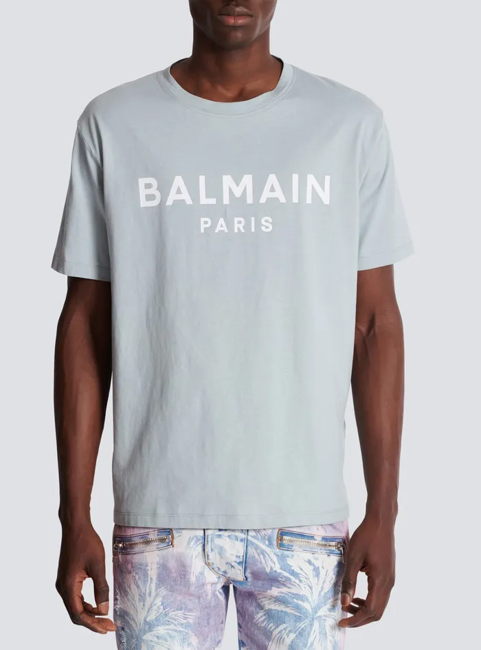 Balmain TShirts Men Printed Paris Shortsleeved Tshirt Grey