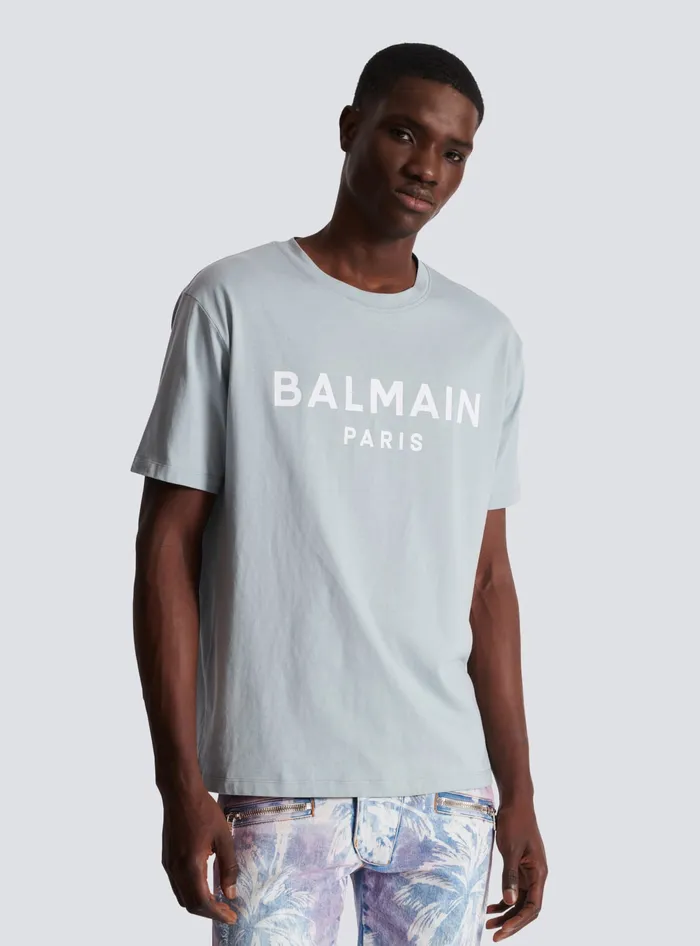 Balmain TShirts Men Printed Paris Shortsleeved Tshirt Grey
