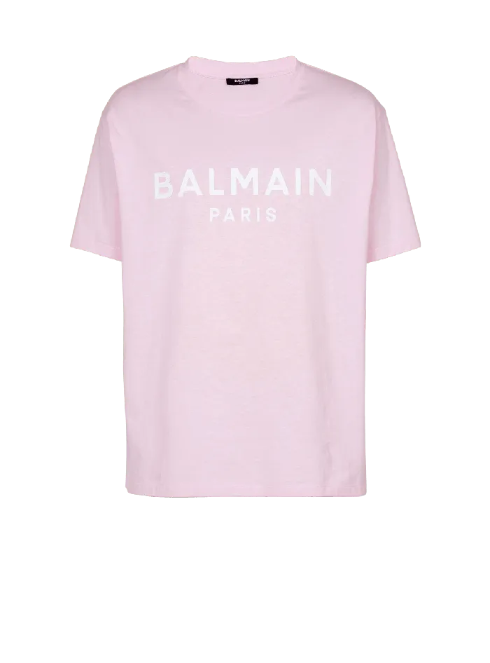 Balmain TShirts Men Printed Paris Shortsleeved Tshirt Pink