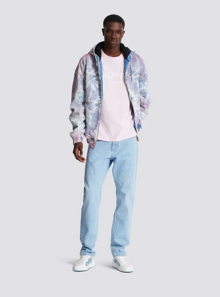 Balmain TShirts Men Printed Paris Shortsleeved Tshirt Pink