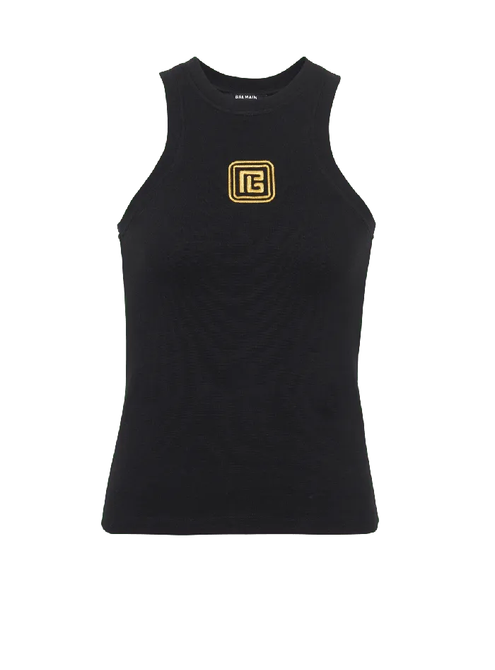 Balmain TShirts Women PB Embroidered Tank Top Black