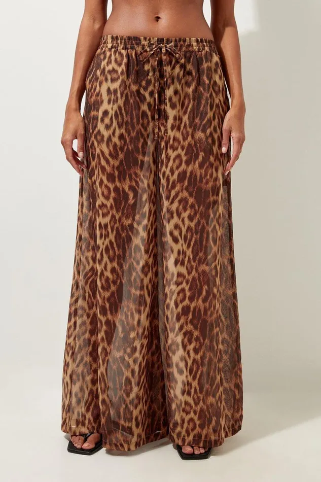 Beachwear Women Karen Millen Cheetah Print Georgette Beach Trousers Animal