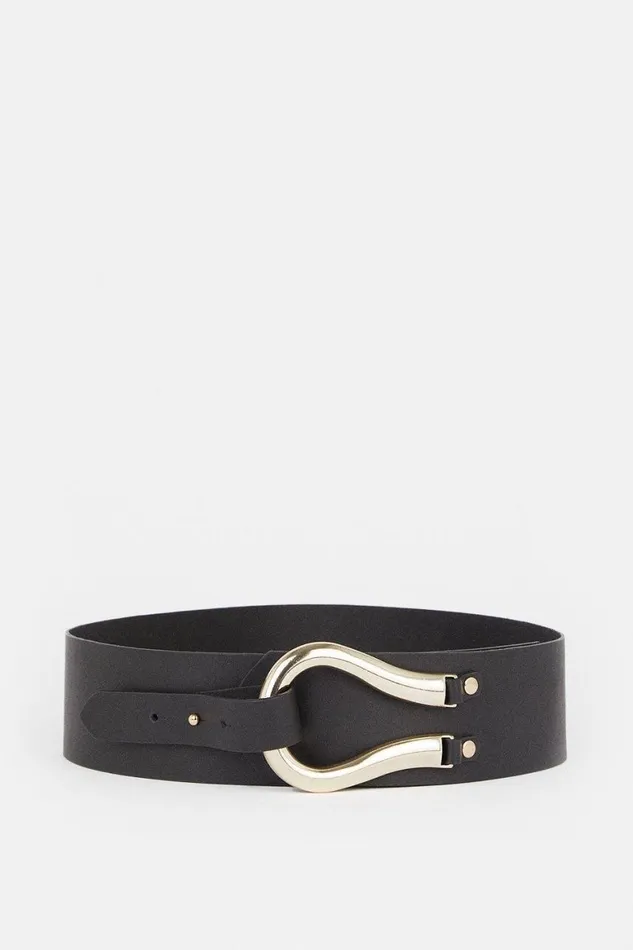 Belts Women Karen Millen Leather Hardware Detail Waist Belt Black