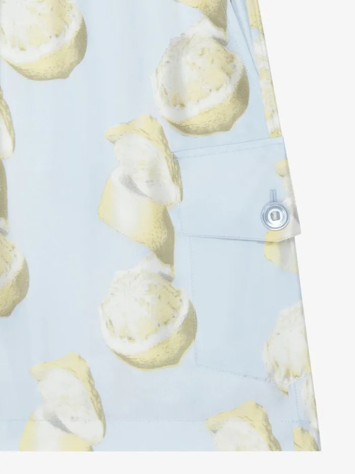 Bermuda Shorts In Silk With Lemon Print Blueyellow Men Givenchy Pants and Shorts