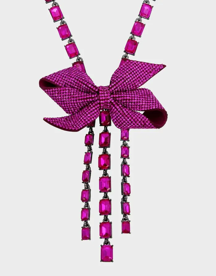 Betsey Johnson Women BETSEYS BOWS CRYSTAL Y NECKLACE PINK Pink Betsey Johnson Women BETSEYS BOWS CRYSTAL Y NECKLACE PINK Pink