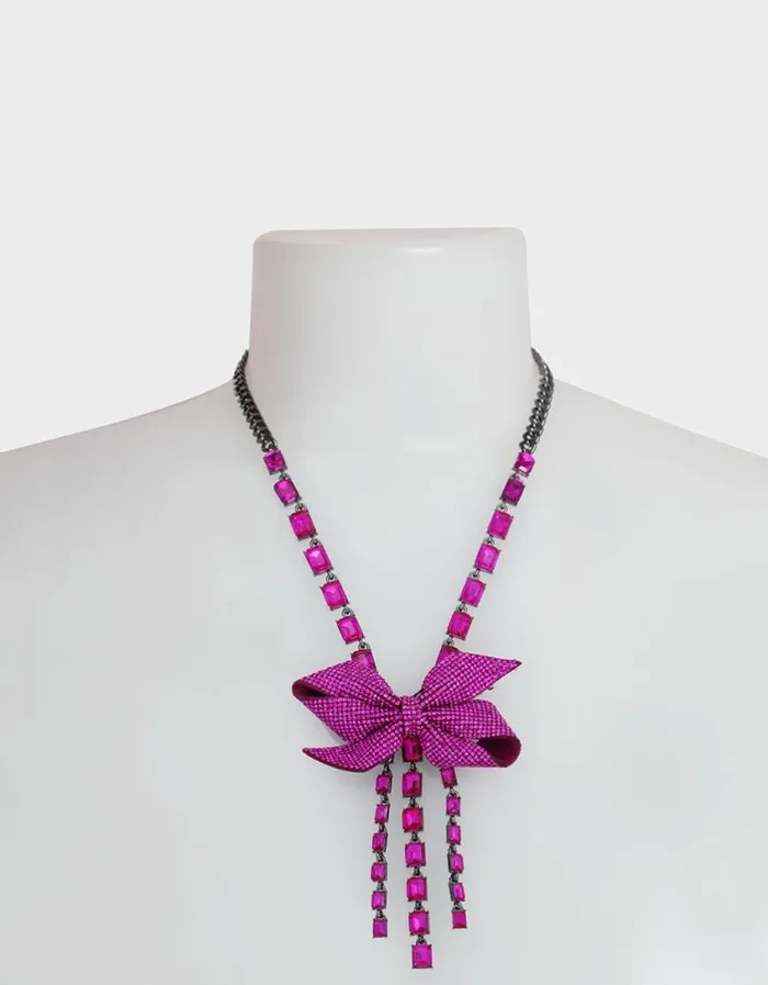 Betsey Johnson Women BETSEYS BOWS CRYSTAL Y NECKLACE PINK Pink Betsey Johnson Women BETSEYS BOWS CRYSTAL Y NECKLACE PINK Pink