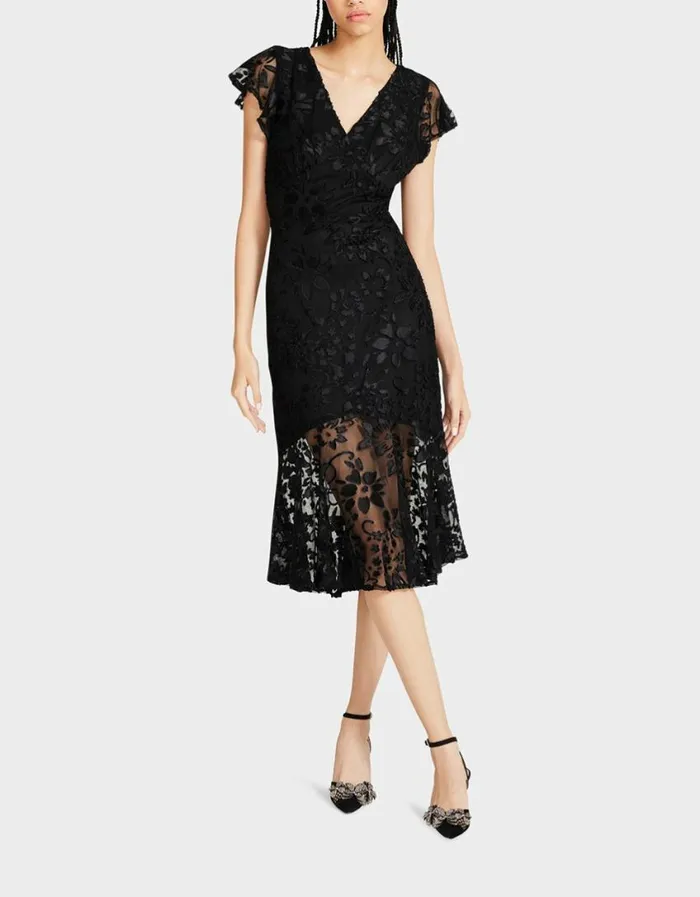Betsey Johnson Women MERLIN MIDI DRESS BLACK