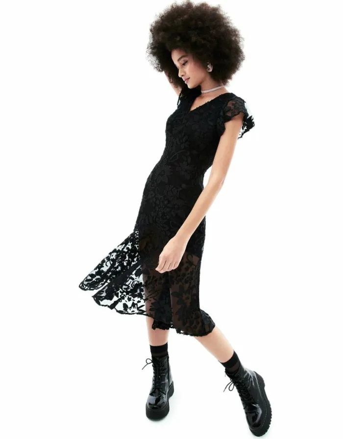 Betsey Johnson Women MERLIN MIDI DRESS BLACK