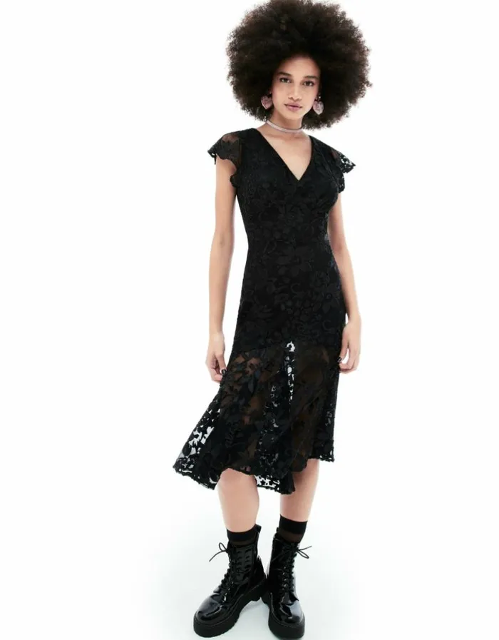 Betsey Johnson Women MERLIN MIDI DRESS BLACK