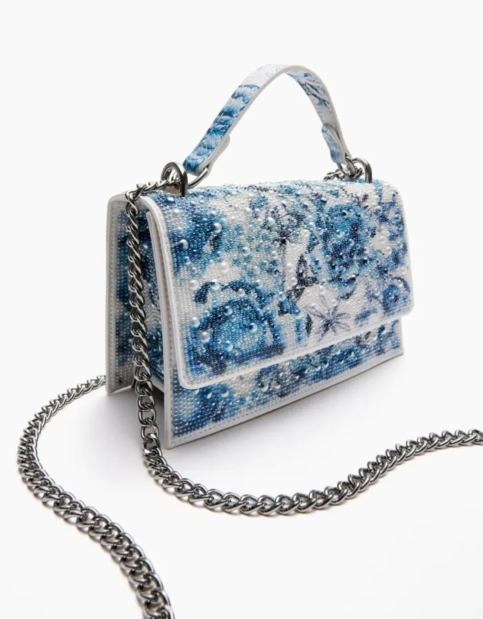 Betsey Johnson Women PEARL TOILE CONVERTIBLE BAG BLUEMULTI Betsey Johnson Women PEARL TOILE CONVERTIBLE BAG BLUEMULTI