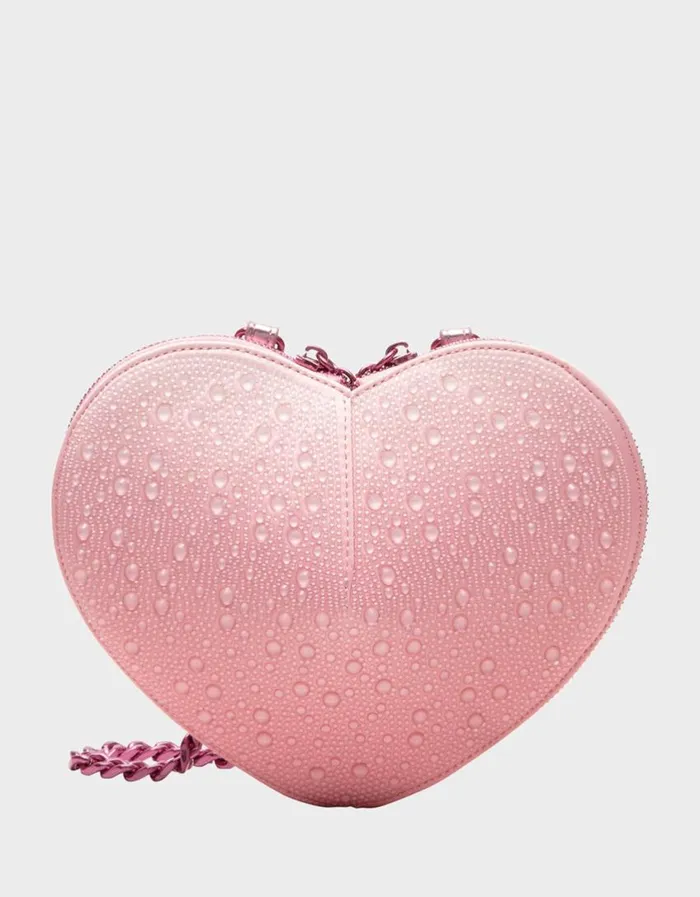 Betsey Johnson Women WATER DROPLET HEART CROSSBODY BLUSH