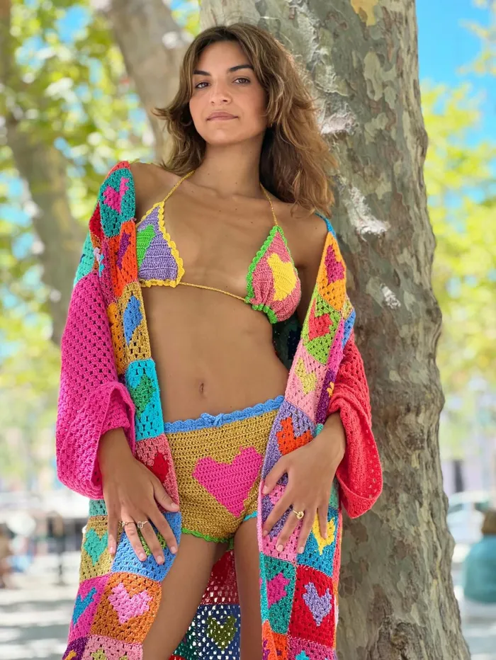 Bikinis Women Rose Carmine SET CULOTTE MON COEUR MULTICOLORE